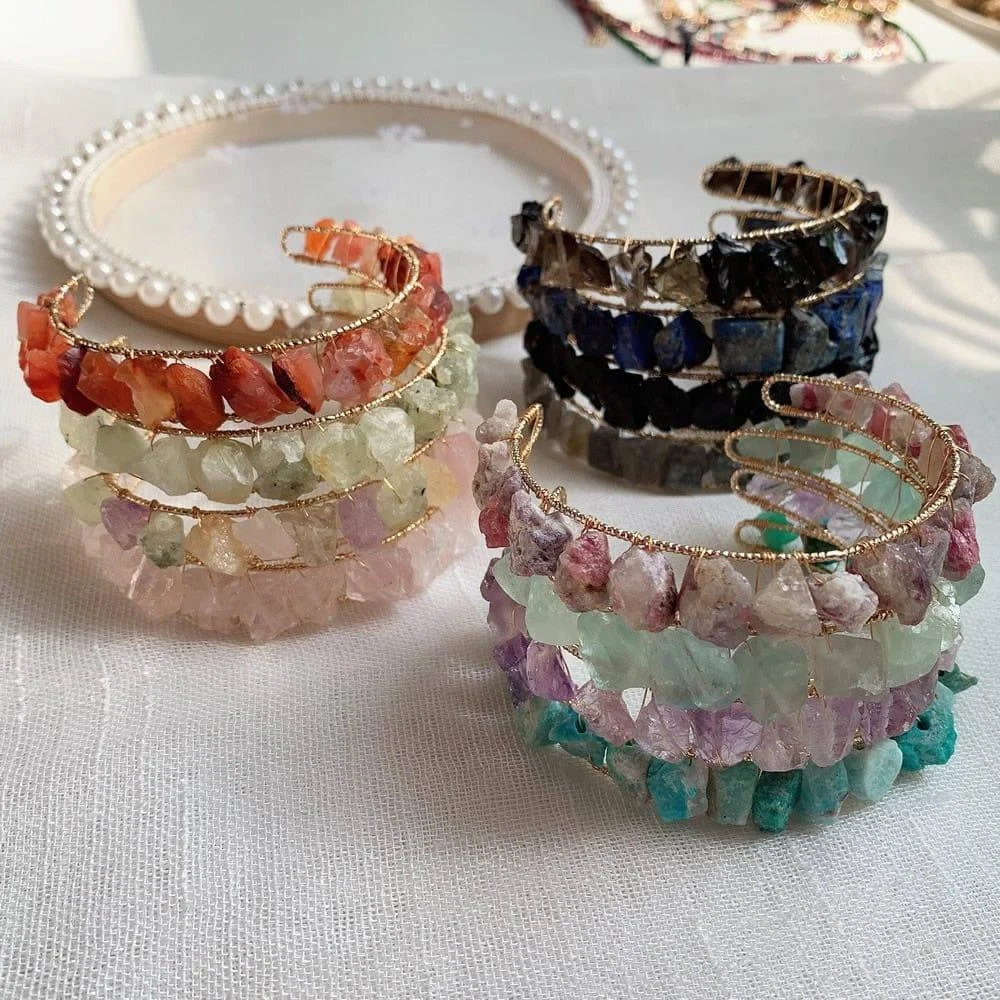 Healing Crystals Cuff Bangle - Glova