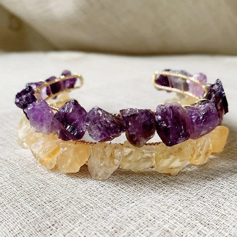 Healing Crystals Cuff Bangle - Glova