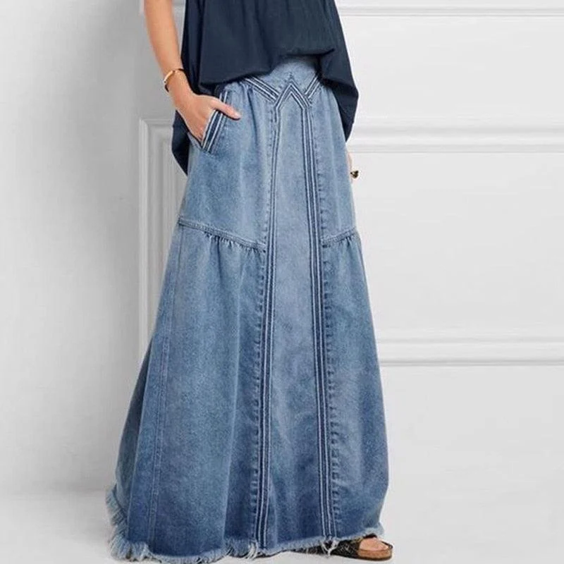 Helena Bohemian Maxi Denim Skirts - 3 Colors - Glova