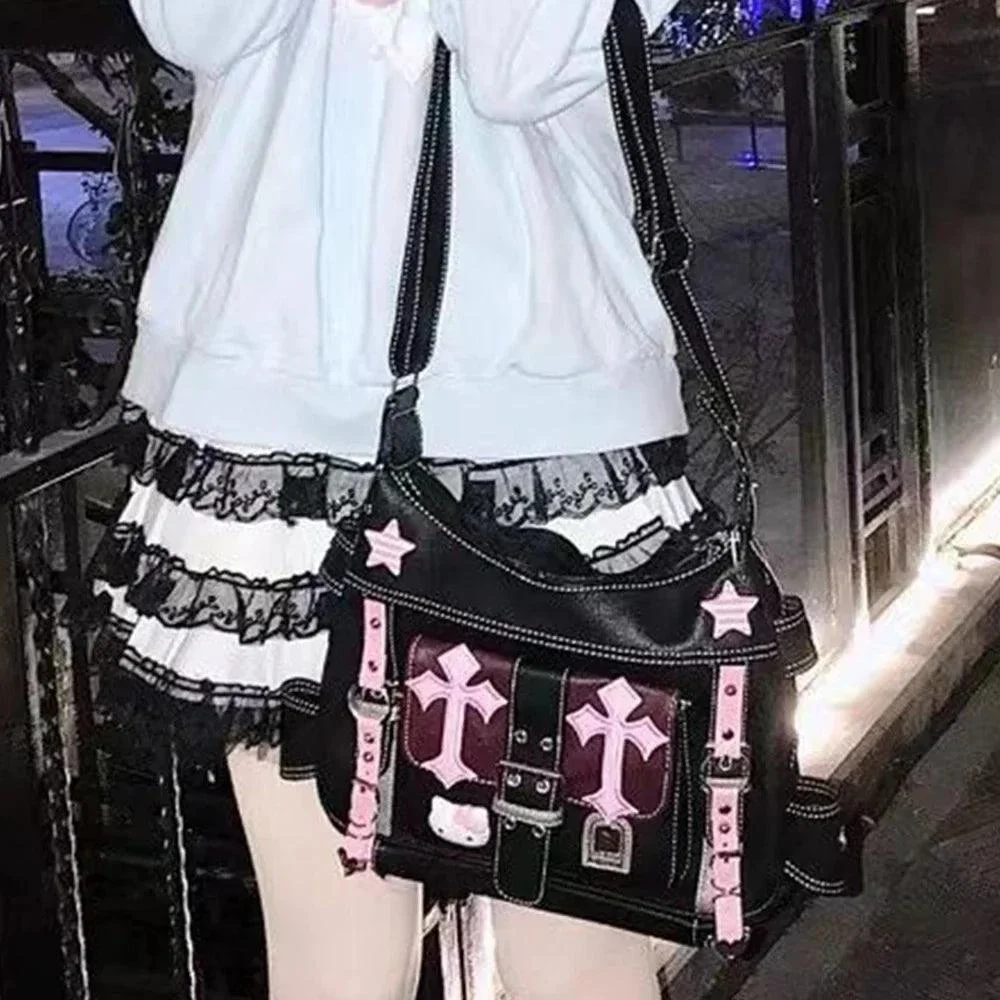 Hello Kitty Gothic Punk Cross Chains Tote Bag - Glova