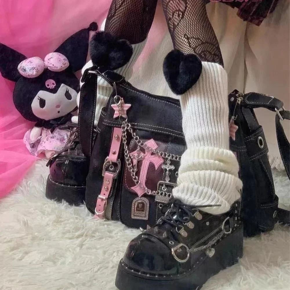 Hello Kitty Gothic Punk Cross Chains Tote Bag - Glova