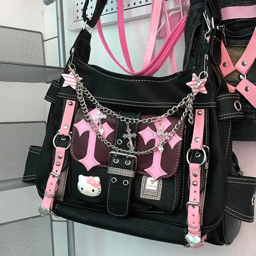 Hello Kitty Gothic Punk Cross Chains Tote Bag - Glova