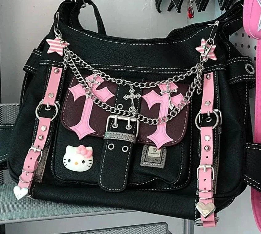 Hello Kitty Gothic Punk Cross Chains Tote Bag - Glova