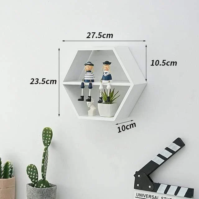 Hexagon Shaped Wooden Shelf - Glova