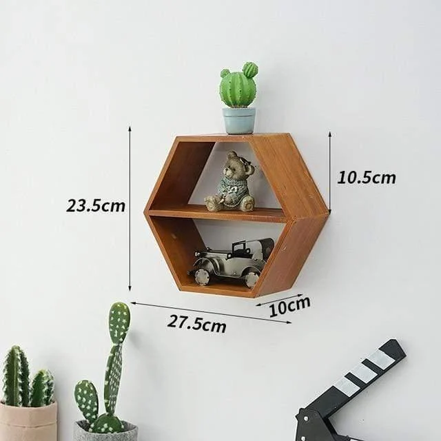 Hexagon Shaped Wooden Shelf - Glova