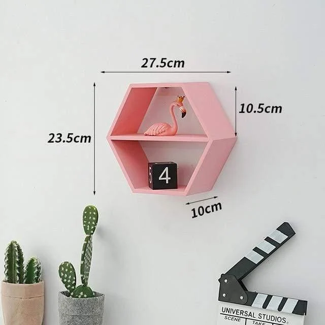 Hexagon Shaped Wooden Shelf - Glova