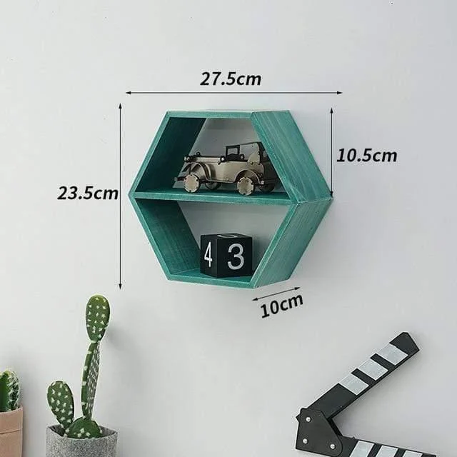 Hexagon Shaped Wooden Shelf - Glova