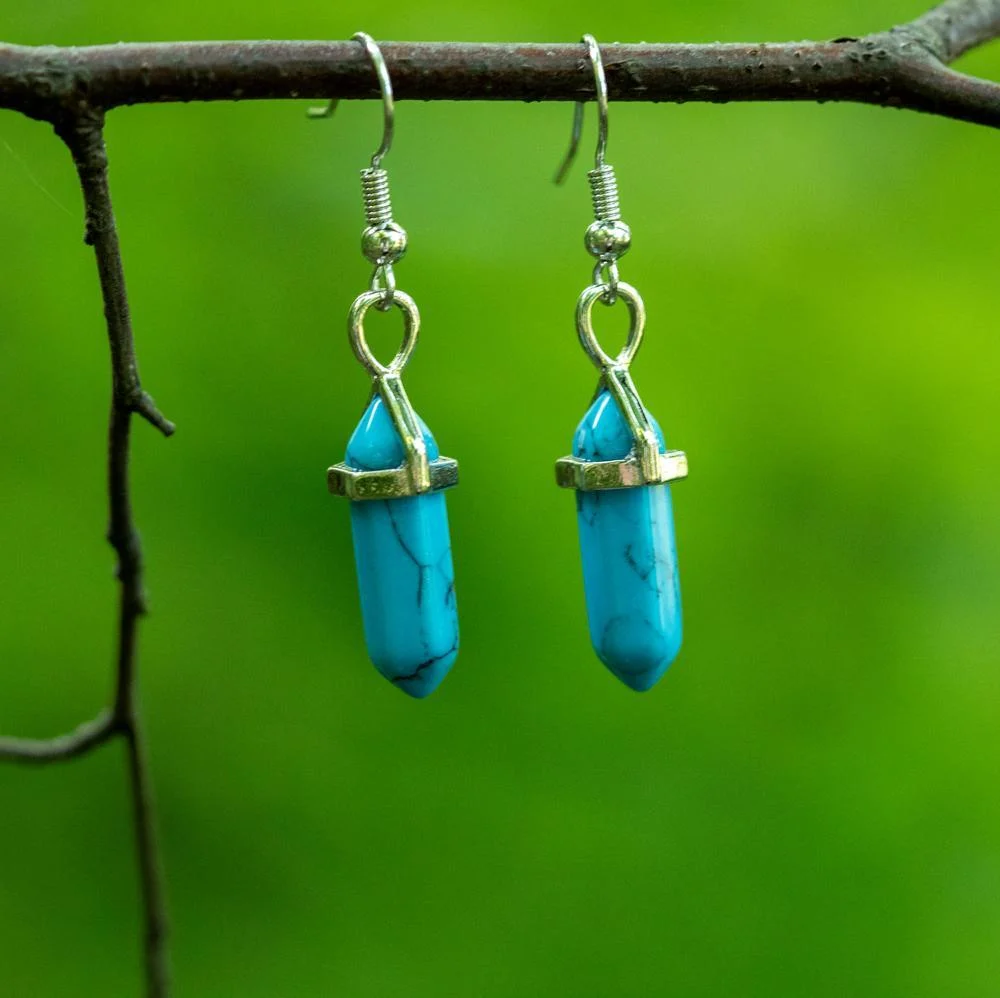 Hexagonal Natural Stone Earrings - Glova