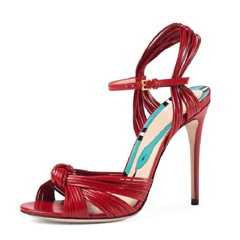 High Heel Ribbon Woven Stiletto Sandals - Glova