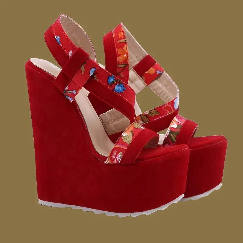 High Heels Platform Wedges Red Women Shoes - Glova