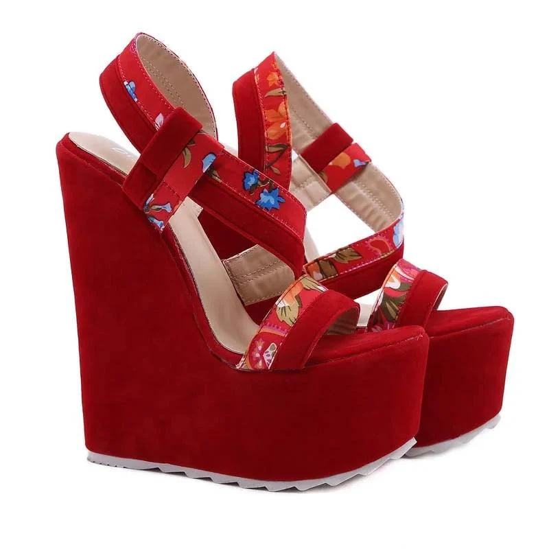 High Heels Platform Wedges Red Women Shoes - Glova