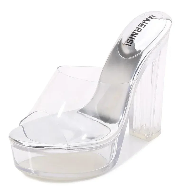 High Heels PVC Transparent Platform Sandals - Glova