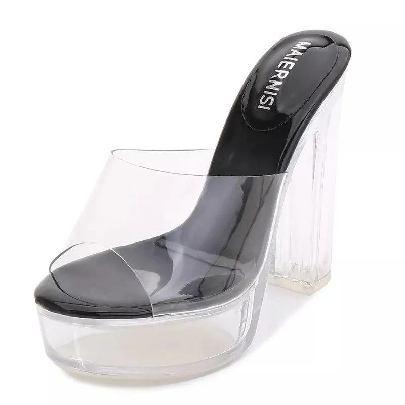 High Heels PVC Transparent Platform Sandals - Glova