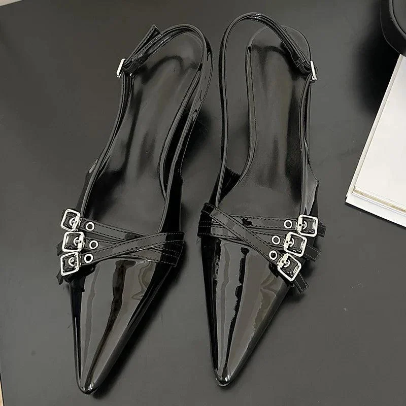 High Heels Sandals Women Pointed Toe Buckle Strap Pump Shoes - Glova