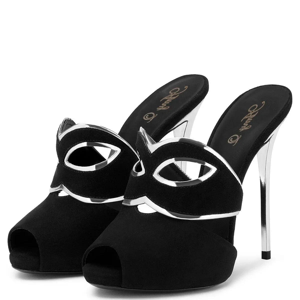 High Stiletto Heels Women Sandals Black Shoes - Glova