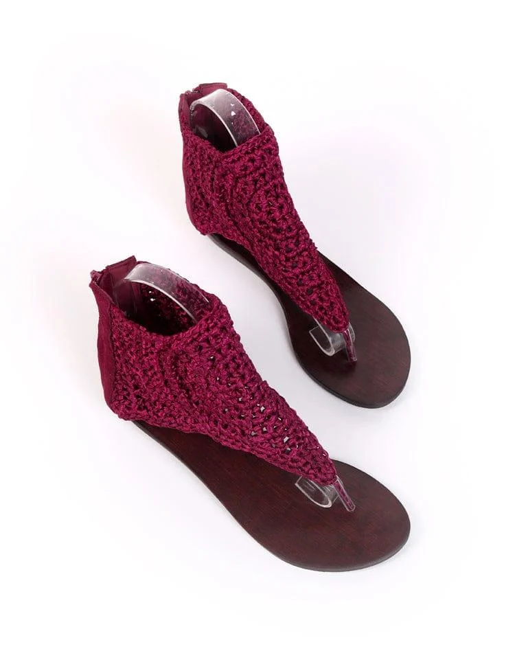 High-Top Knit Crochet Sandals - Glova