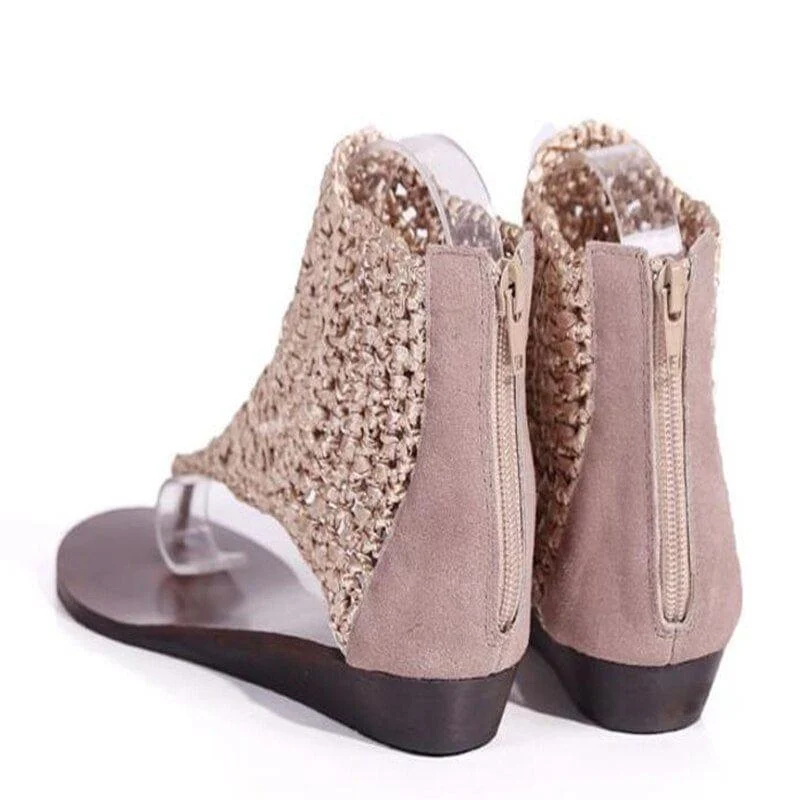 High-Top Knit Crochet Sandals - Glova