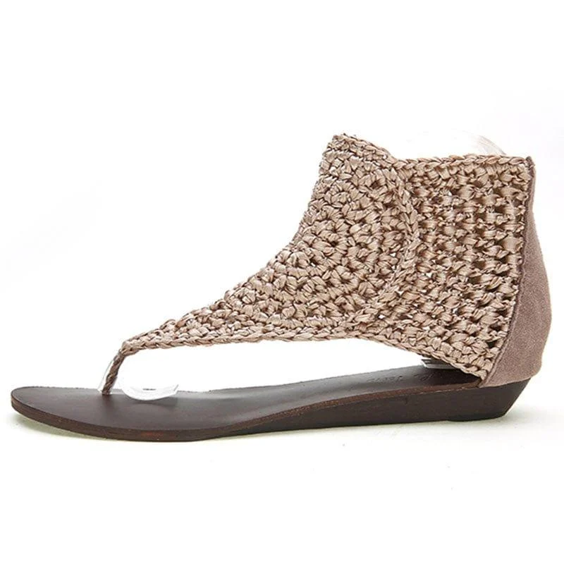 High-Top Knit Crochet Sandals - Glova