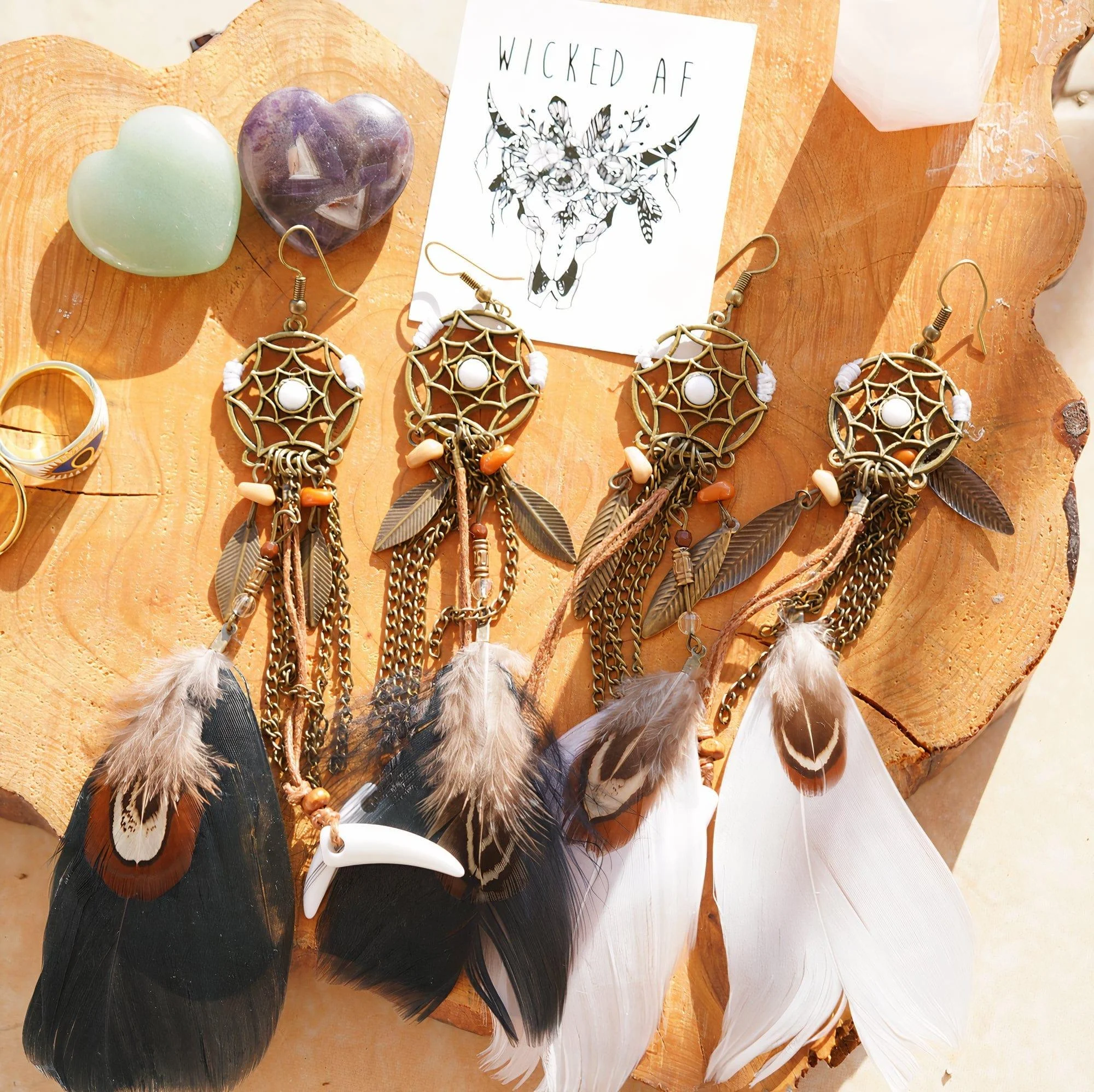 Hippie Feather Dreamcatcher Earrings - Glova