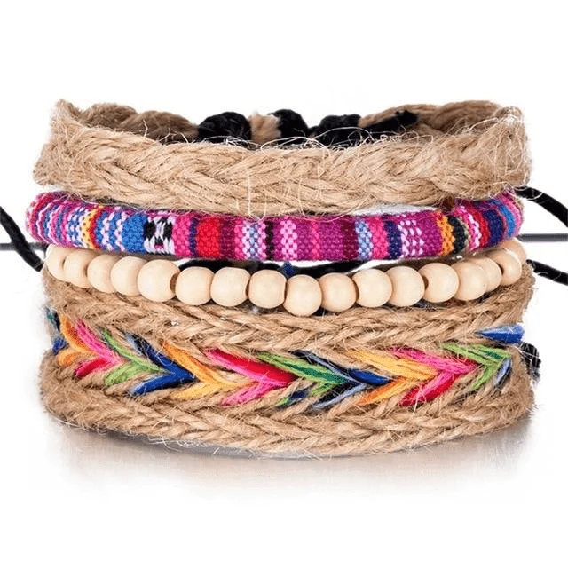 Hippie Multi-Layer Bracelet Set 4pcs - Glova