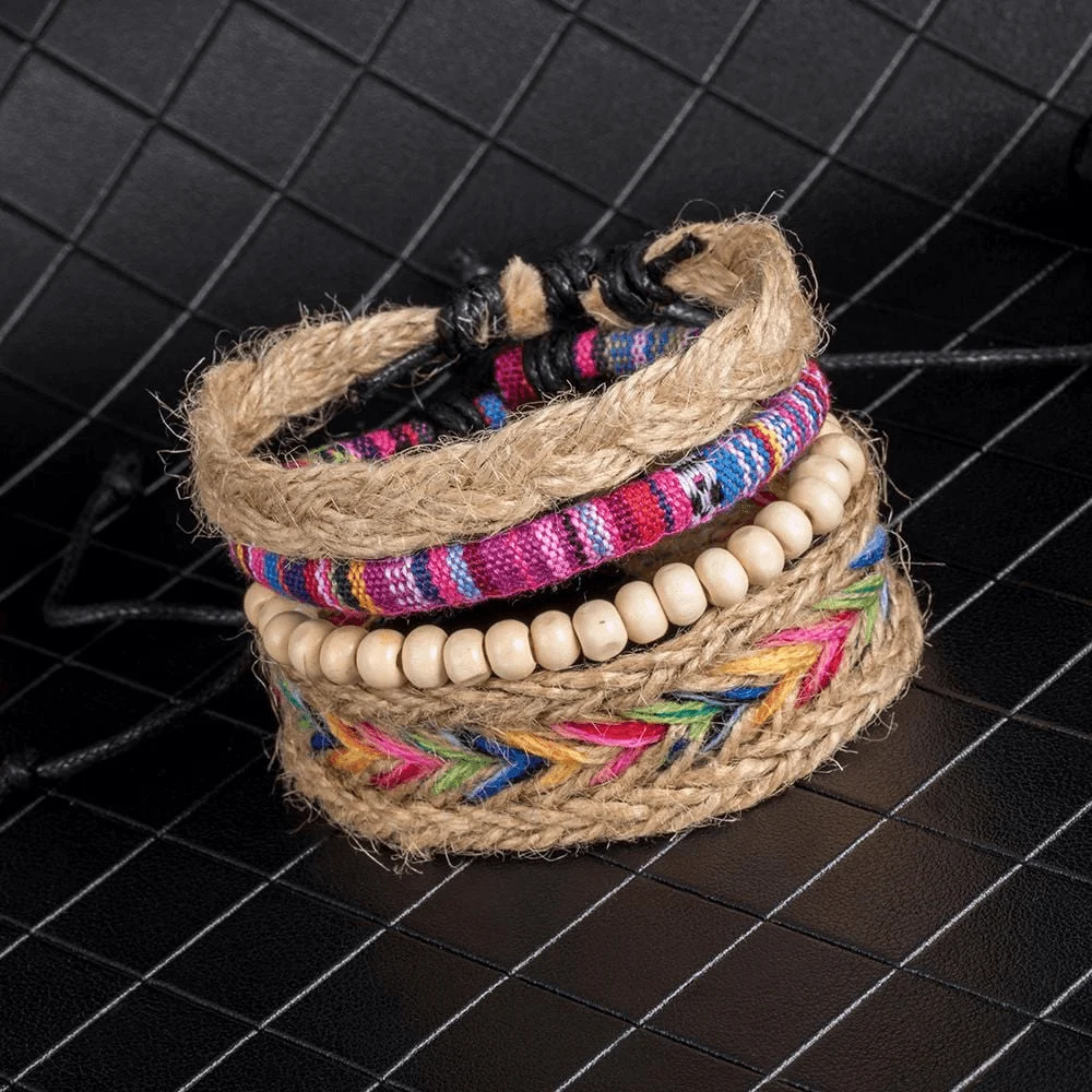 Hippie Multi-Layer Bracelet Set 4pcs - Glova