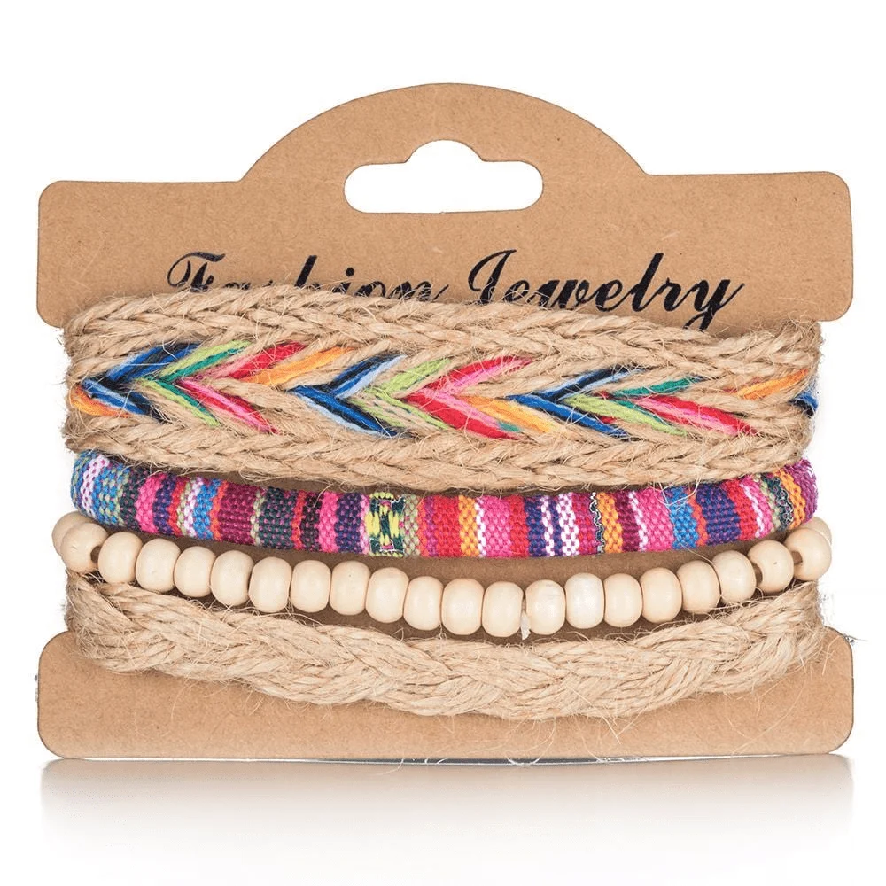 Hippie Multi-Layer Bracelet Set 4pcs - Glova