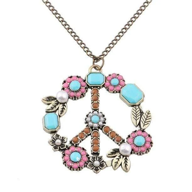 Hippie Peace Wreath Necklace - Glova