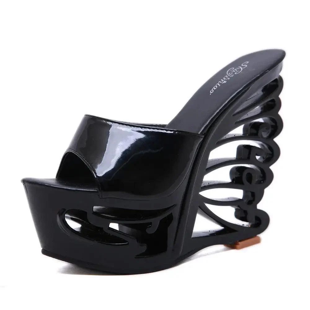 Hollow out High Heels 15cm Wedge Shoes - Glova