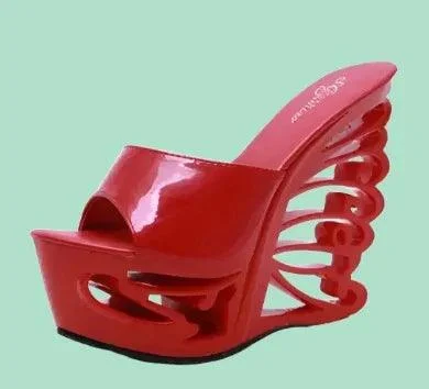 Hollow out High Heels 15cm Wedge Shoes - Glova