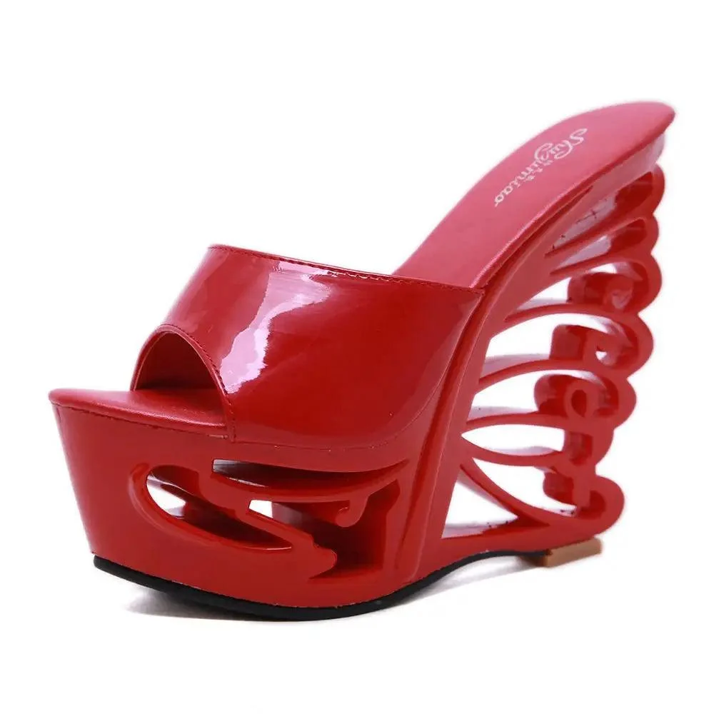 Hollow out High Heels 15cm Wedge Shoes - Glova