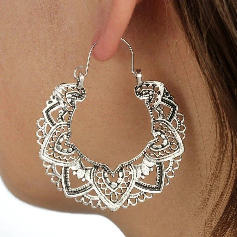 Hollow Out Hoop Boho Earrings - Glova