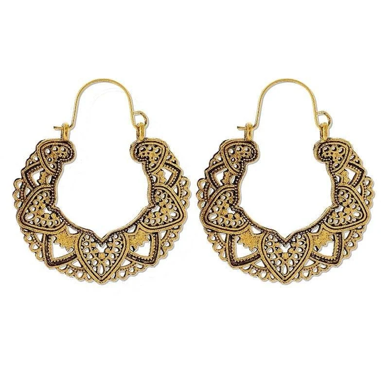 Hollow Out Hoop Boho Earrings - Glova