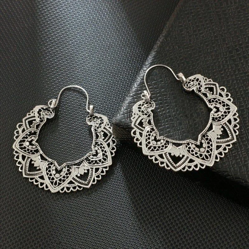 Hollow Out Hoop Boho Earrings - Glova