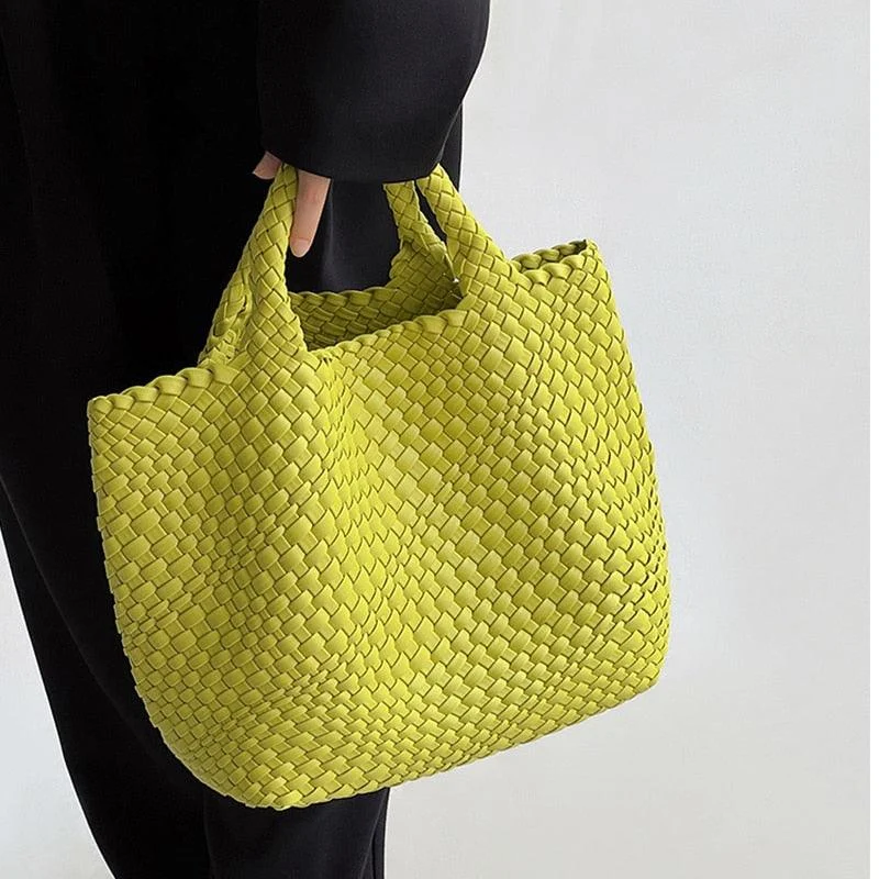 Ibiza Faux Leather Woven Tote - 21 Colors - Glova