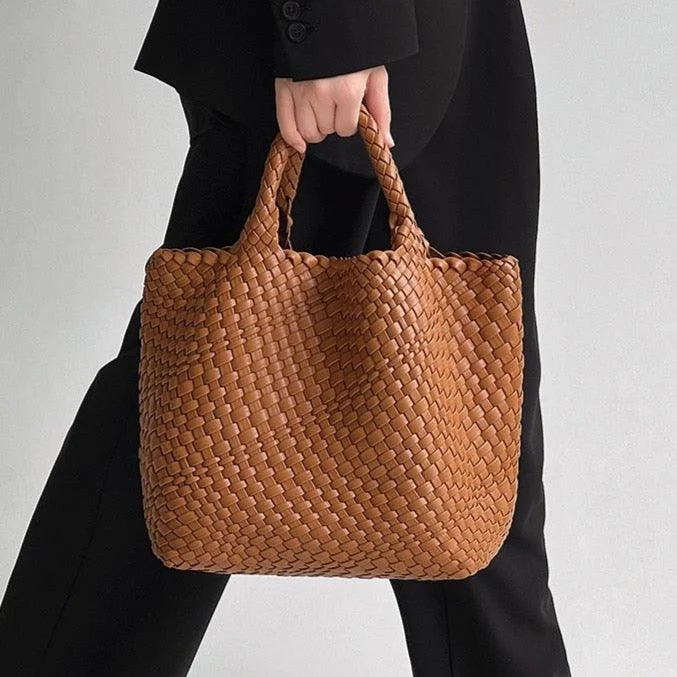 Ibiza Faux Leather Woven Tote - 21 Colors - Glova