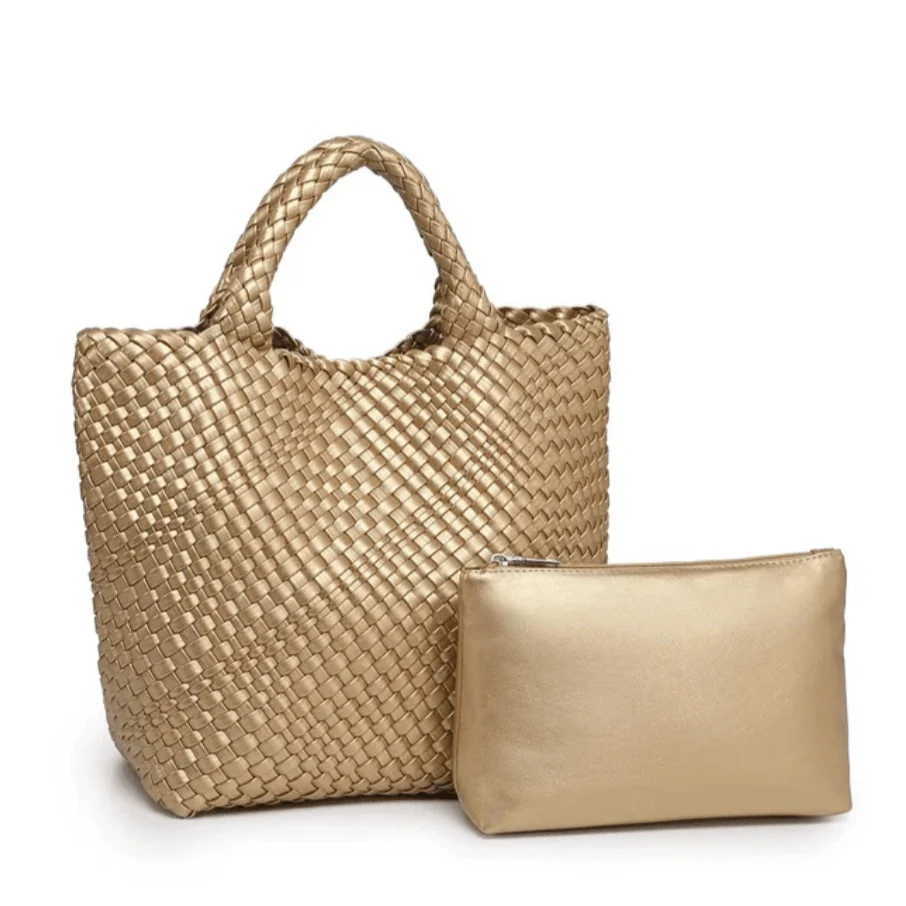 Ibiza Faux Leather Woven Tote - 21 Colors - Glova