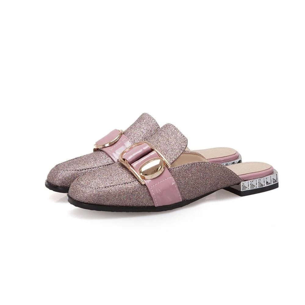 Illiana Glittering Buckle & Crystal Heels Mules - 3 Colors - Glova