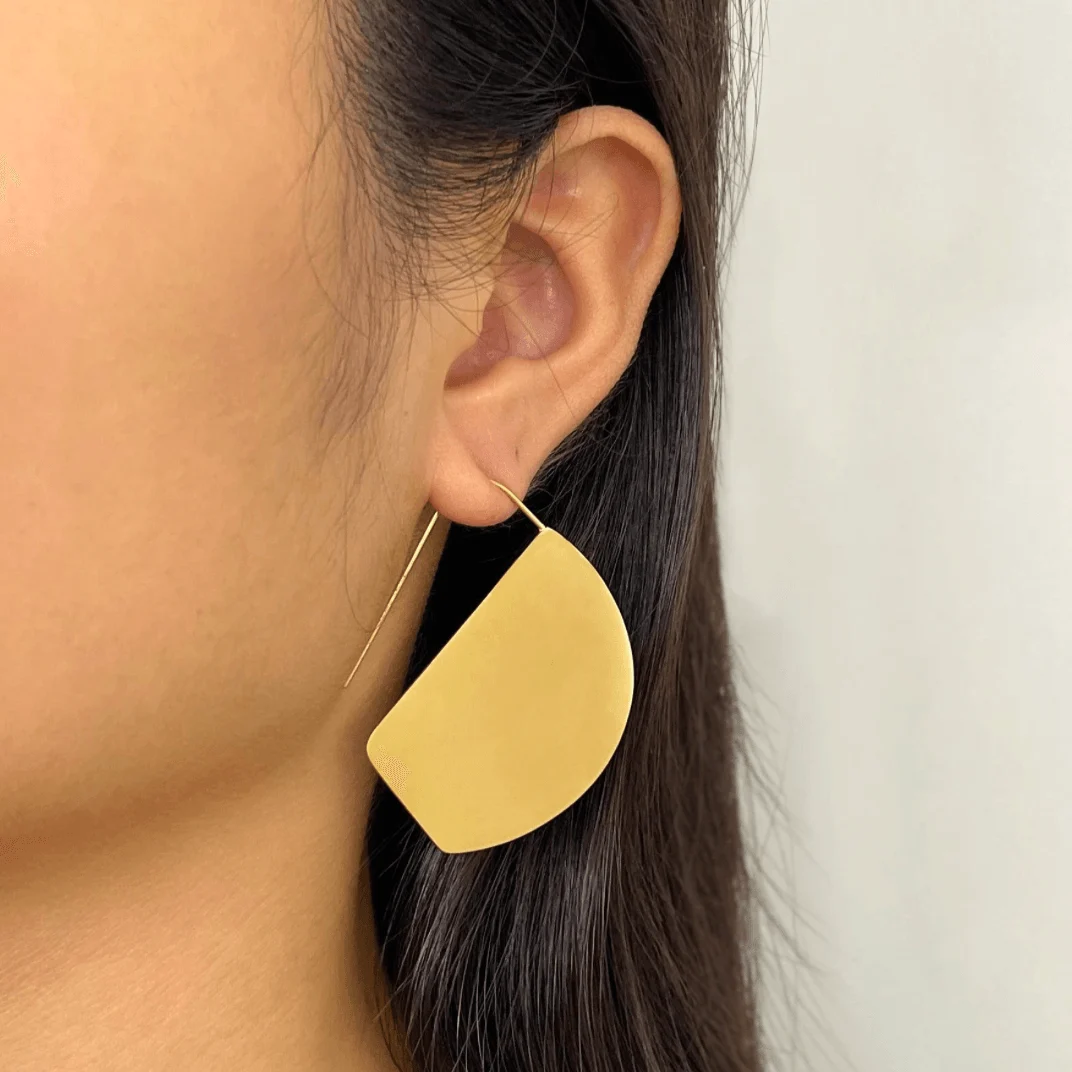 Inara Large Geometry Disc Hook Earrings - Glova