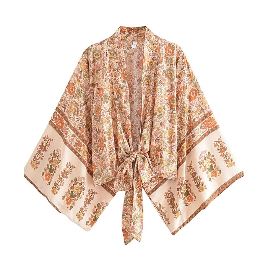 Indah Floral Cropped Kimono - Glova