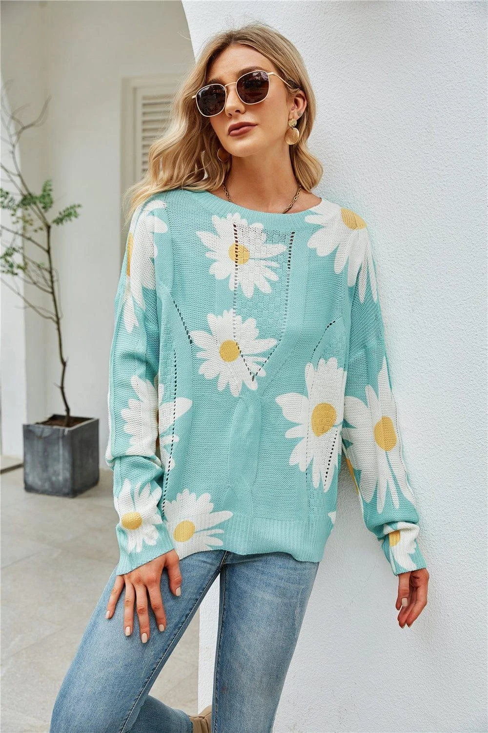 Indigo Floral Sweater - Glova