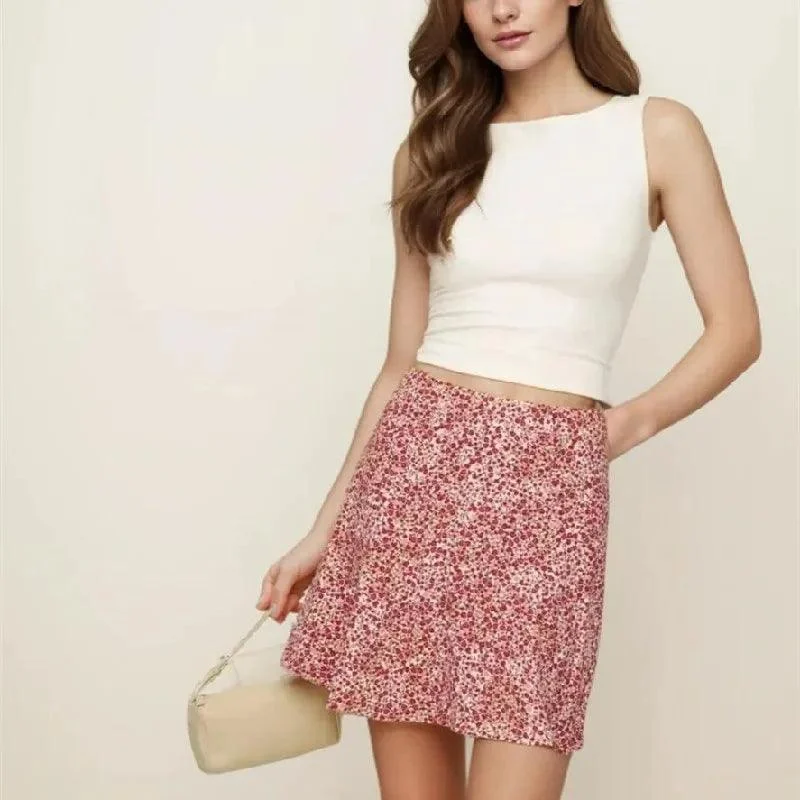 Ines Retro Floral Print Mini Skirt - Glova