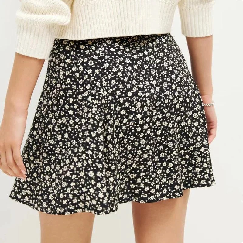 Ines Retro Floral Print Mini Skirt - Glova