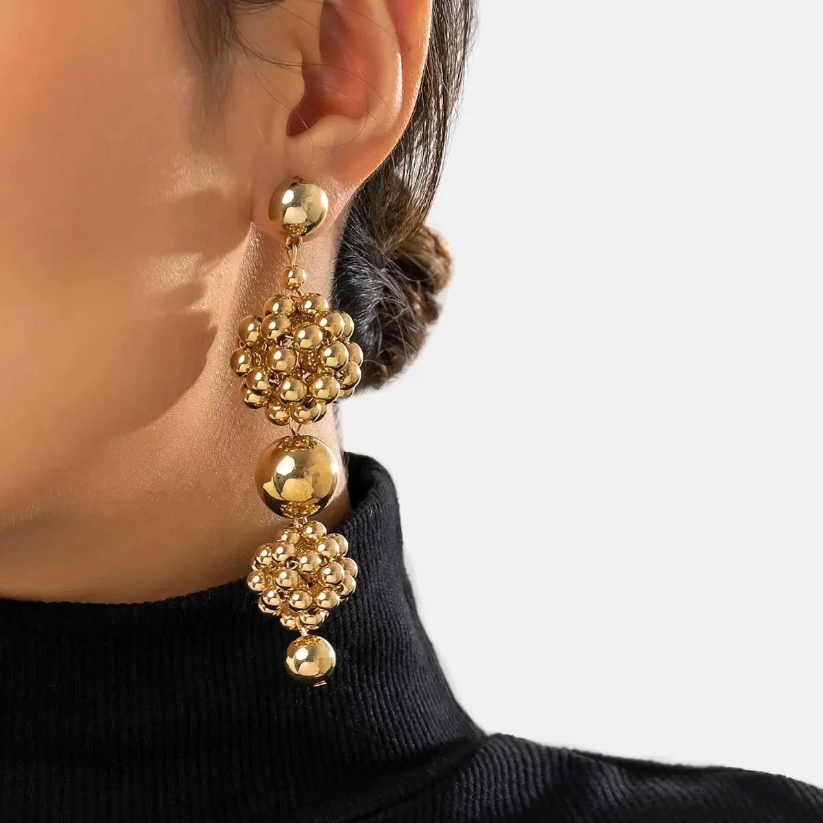 Ingrid Golden Ball Drop Earrings - Glova