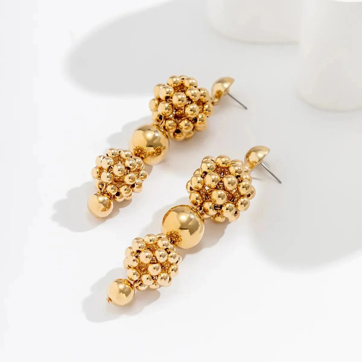 Ingrid Golden Ball Drop Earrings - Glova