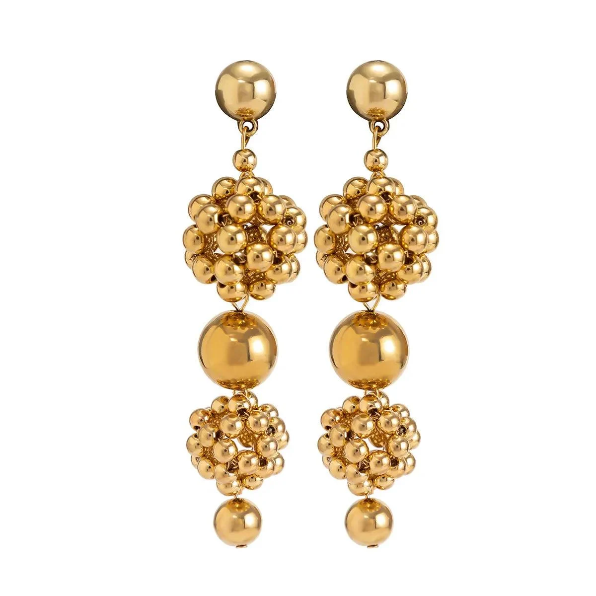 Ingrid Golden Ball Drop Earrings - Glova