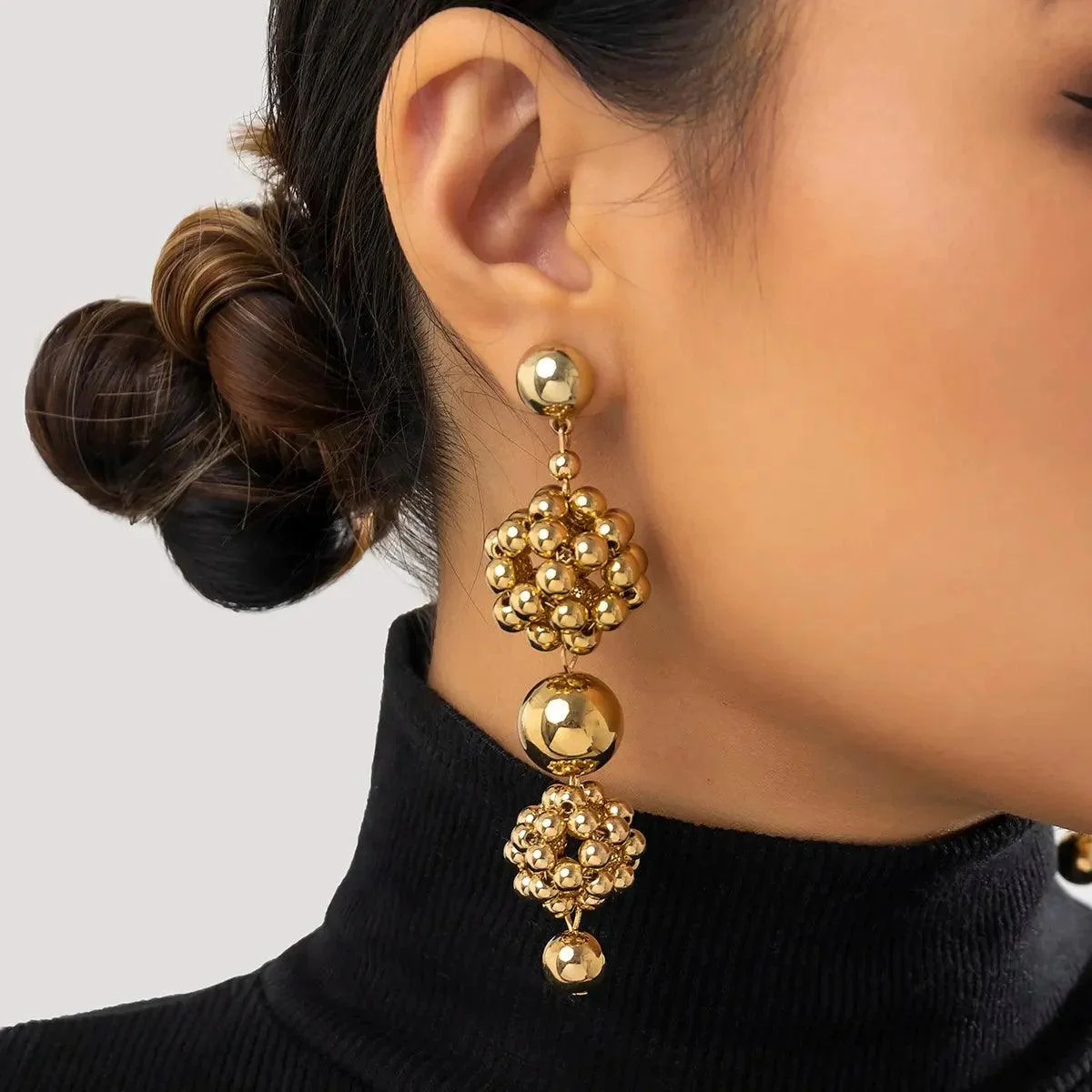 Ingrid Golden Ball Drop Earrings - Glova