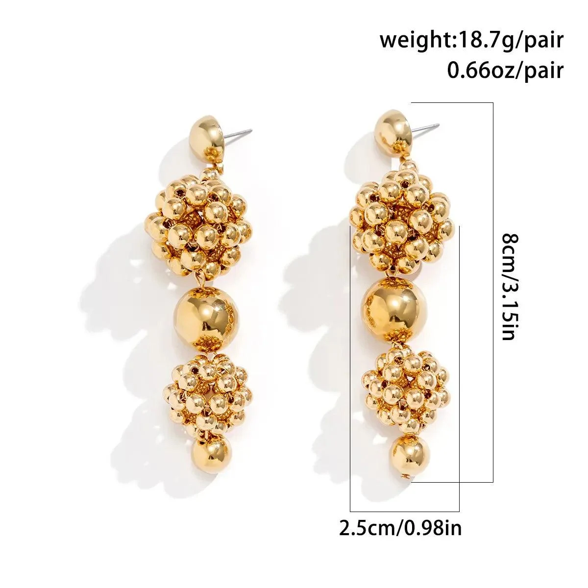 Ingrid Golden Ball Drop Earrings - Glova