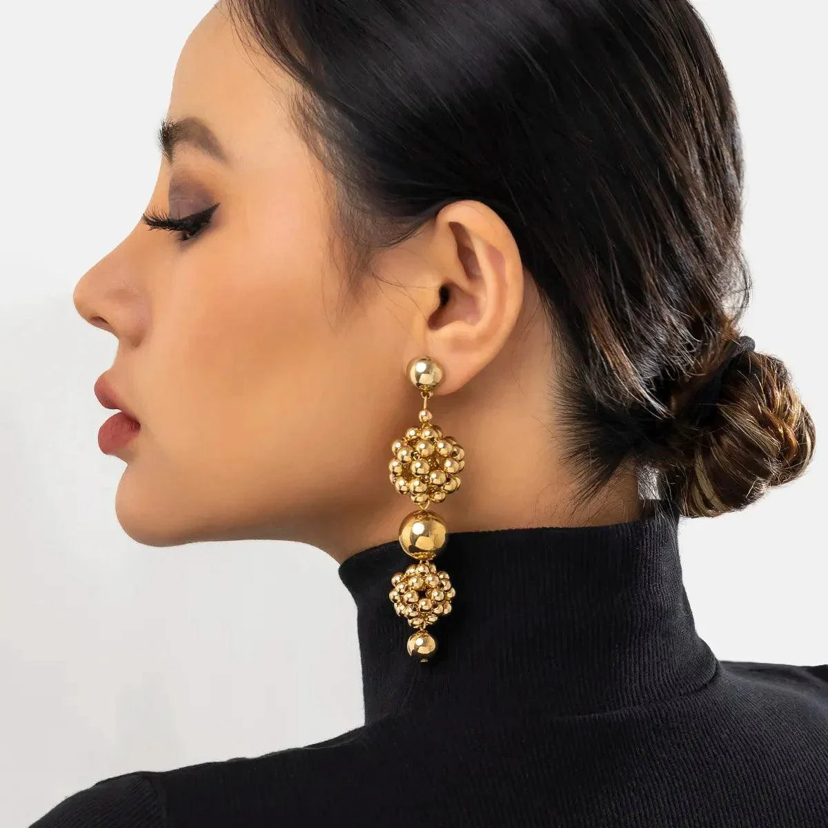 Ingrid Golden Ball Drop Earrings - Glova