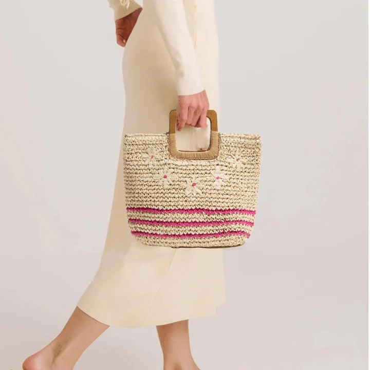 Inka Flower Child Straw Woven Tote - 3 Colors - Glova