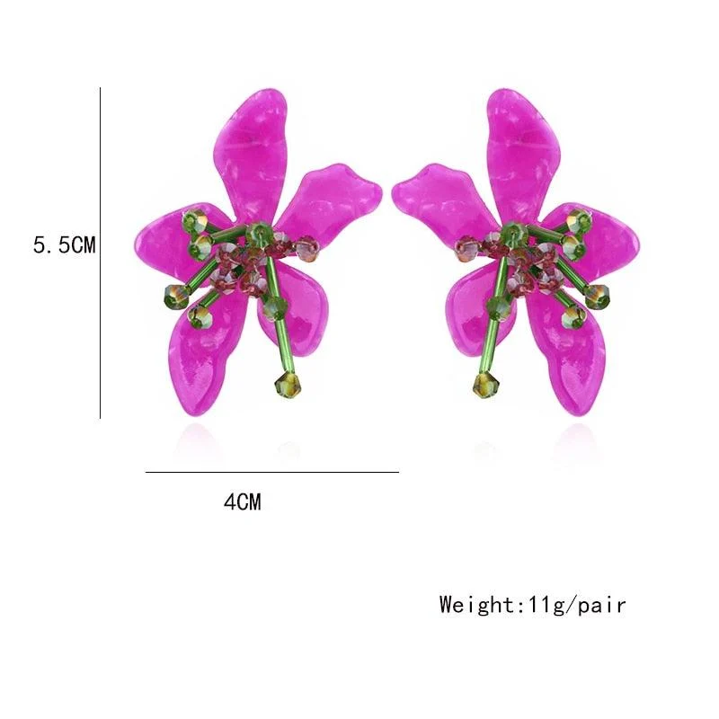 Ione Beaded Acrylic Flower Earrings - 3 Colors - Glova